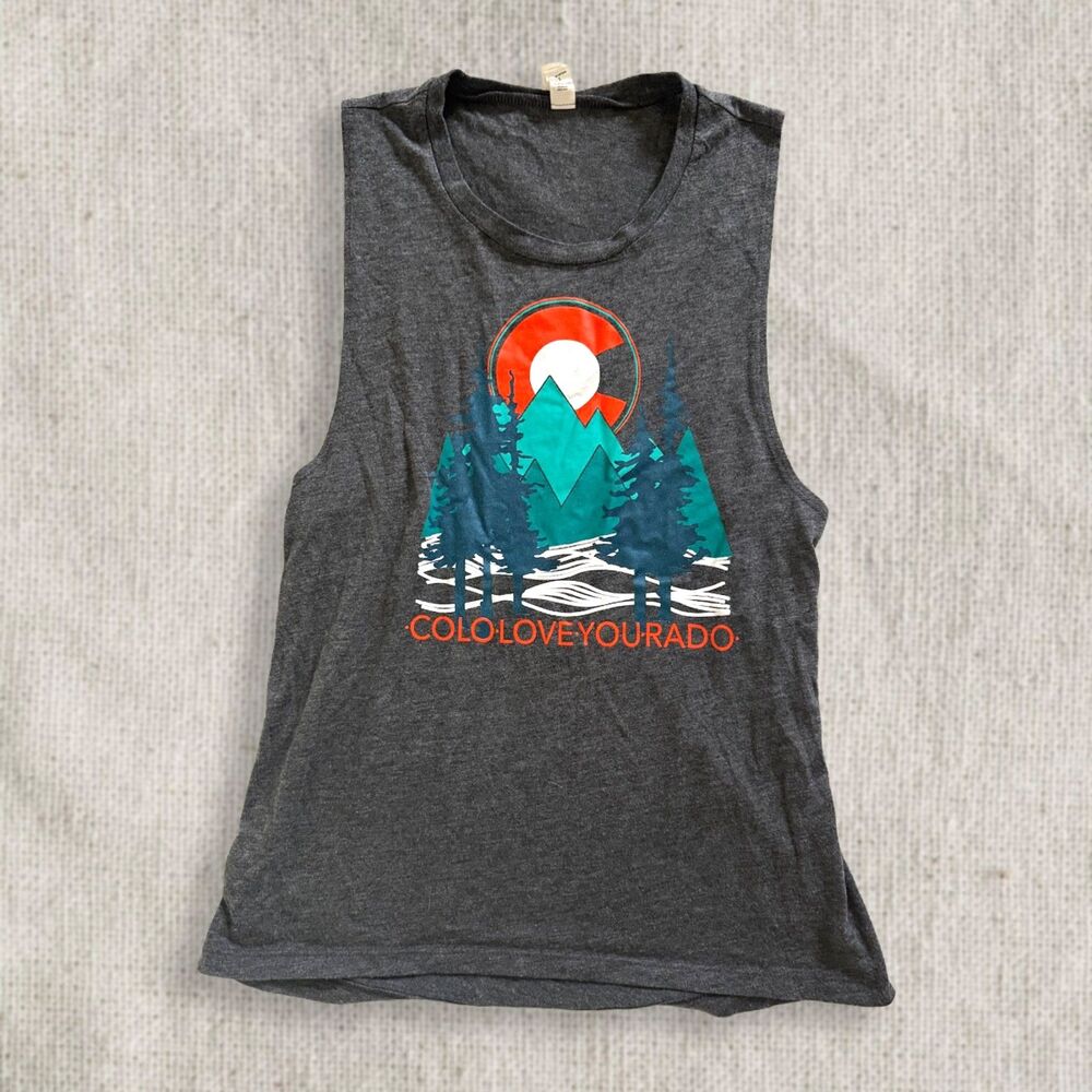 Coloradical Colo Love You Rado Colorado Muscle Tank Top Small Heather Gray